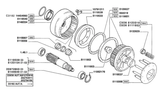 5111953 - Гайка фиксир. вала привода моста передн. КПП T7/Pm., T6090